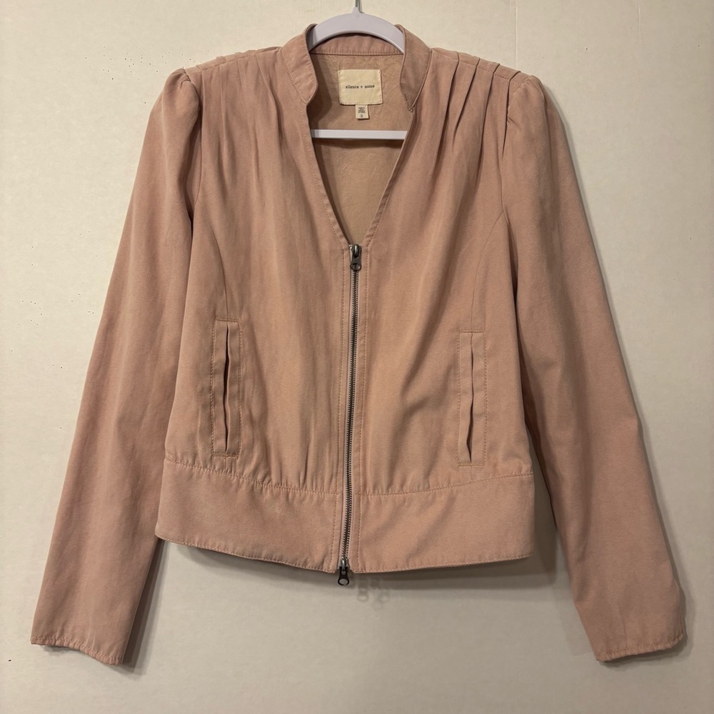 Silence + Noise Womens Blush Bomber Jacket dusty rose pink Size Small
